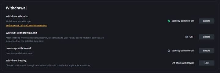 바이낸스 보안 설정 5가지(Whitelist Withdrawal Limit)